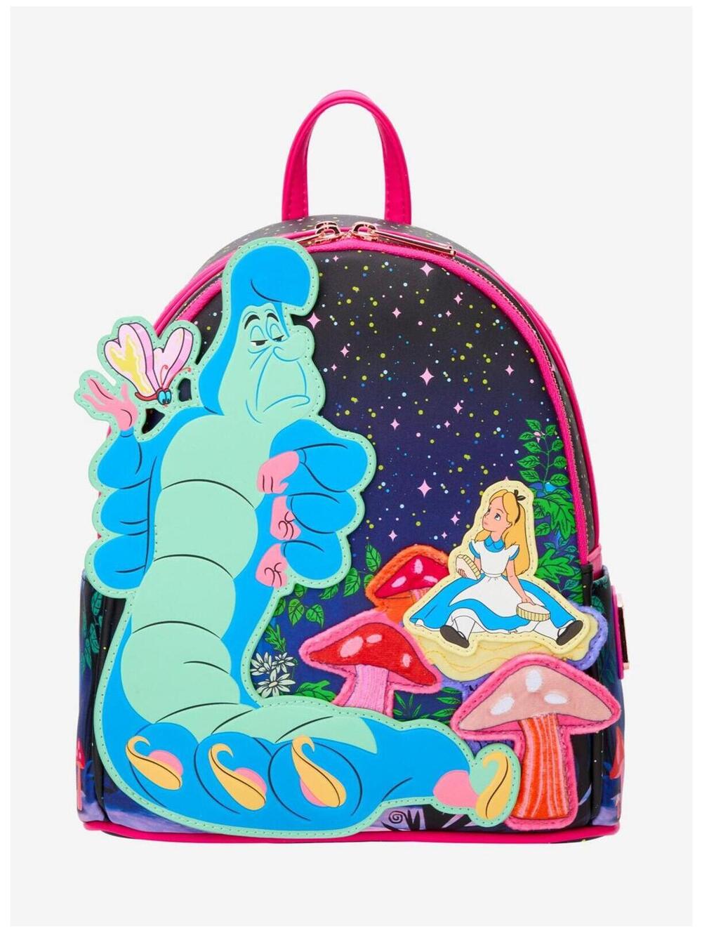 NWT Loungefly Disney Alice in Wonderland Neon Caterpillar Mushroom BoxLunch Excl